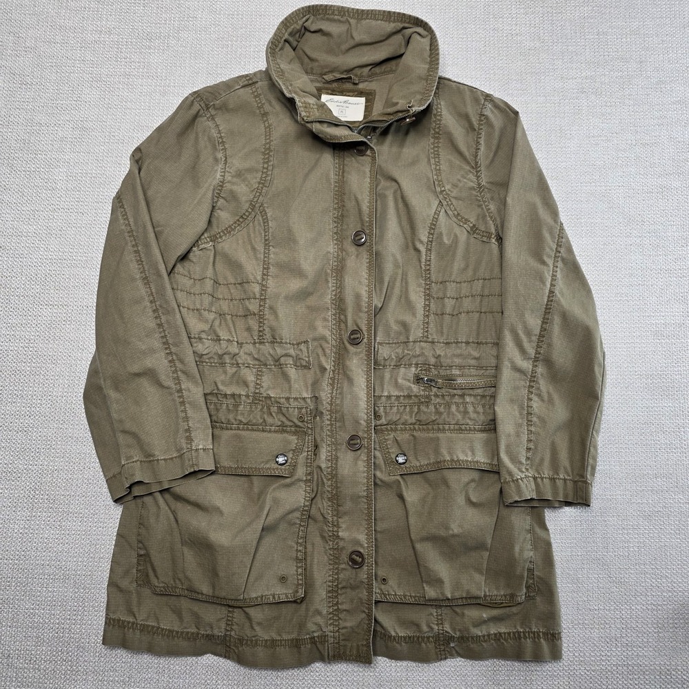 Eddie Bauer  Hiking Jacket Women's Tan Brown Lightweight Full Zip Hooded Size PL
